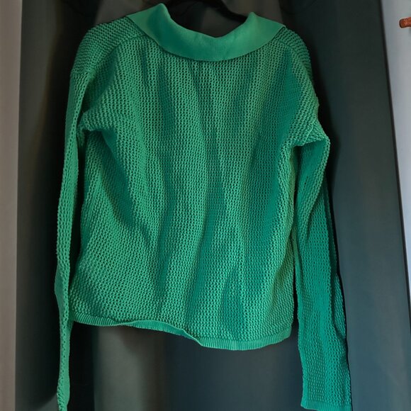GAP mesh Knit Green collard sweater - Picture 4 of 6